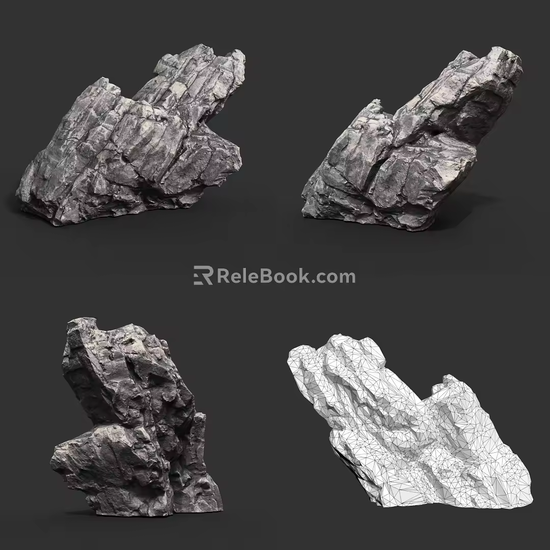 Rock Stone Block Stone Obsidian Boulder Granite Natural Landscape 3d model