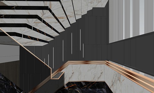 Light Luxury Stairs 3d model