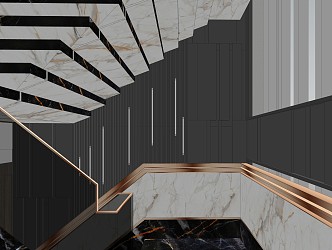 Light Luxury Stairs 3d model