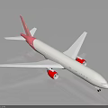 White Airplane Model With Red Tail and Red Engines On Black Background 3d model
