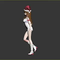 Anime Style Game And Movie Character Wearing Santa Hat White Dress With Red Decorations Long Hair