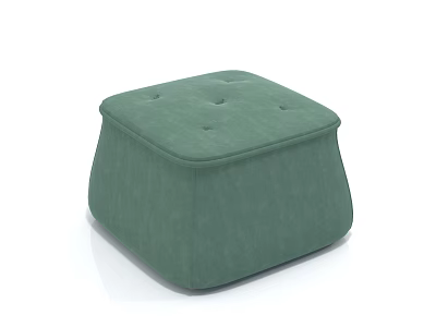 Green Square Upholstered Stool With Padded Seat And Button Tufted Design 3d model