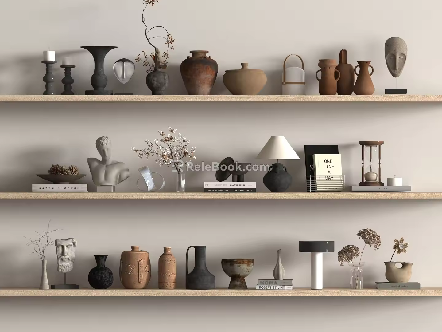 Quiet ancient ornaments combination 3d model