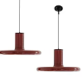 Modern Minimalist Deep Red Glass Pendant Lights With Cylindrical Shade And Round Base