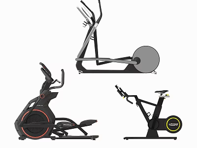 Various Types Of Sports Equipment Including Elliptical Trainer And Exercise Bike 3d model