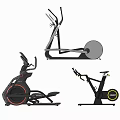Various Types Of Sports Equipment Including Elliptical Trainer And Exercise Bike
