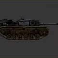 Vintage Military Tank Armored Vehicle with Heavy Tracks Long Cannon and Metal Texture