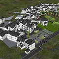 Modern Residential Community with White Buildings Dark Roofs and Green Lawns in Aerial View