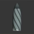 Cartoon Style Scene Featuring 3D Spire with Diamond Grid Pattern and Blue Shiny Surface 3d model