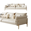 Modern double sofa cream multiplayer sofa 3d model