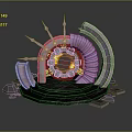 Futuristic Sci Fi Mechanical Device With Glowing Orange Core Spiral Metallic Structure And Stone Base 3d model