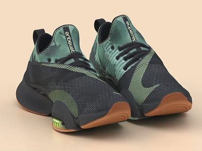 Stylish Camouflage Print Sneakers With Breathable Mesh And Contrast Soles 3d model