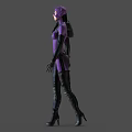Cat Inspired Female Character in Purple Bodysuit With Cat Ear Mask Black Gloves And Boots