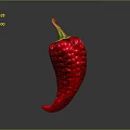 Vibrant Red Chili Pepper With Green Stem And Textured Surface On Gray Background 3d model