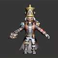 Nutcracker Soldier Character In Red Military Uniform With Ornate Hat And Mechanical Weapon