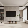 Modern Dining and Living Room Interior With Dark Cabinets Dining Table And Window Blinds