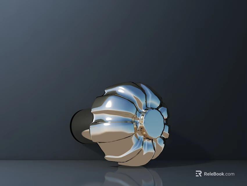 Glossy Silver Metallic Decorative Object With Petal Shaped Design And Reflection 3d model 