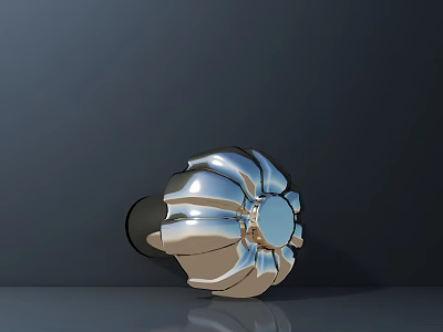 Glossy Silver Metallic Decorative Object With Petal Shaped Design And Reflection 3d model