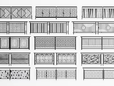 Various Fence Designs Featuring Different Patterns And Styles For Outdoor Areas 3d model