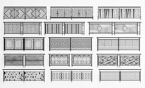 Modern Guardrail Railing 3d model