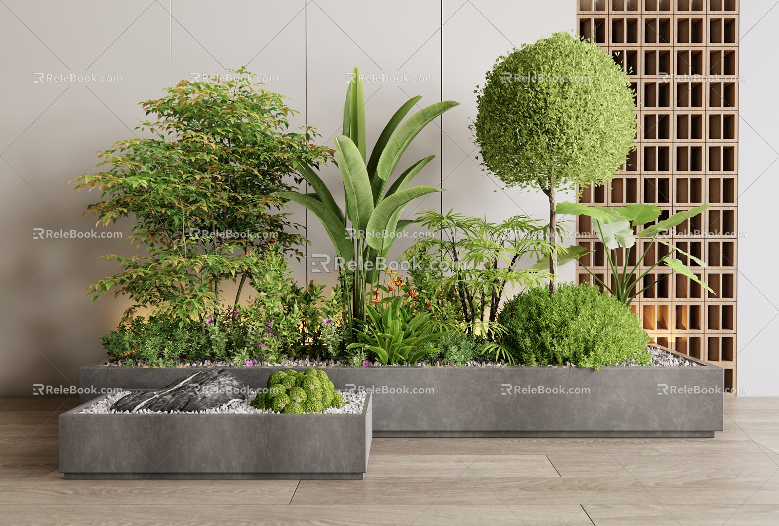 Modern Plant Flower Box Plant Pile Green Plant Combination Flower Pond Shrub Flower Plant Landscape Plant Potted Plant 3d model