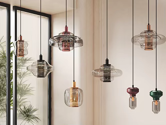 Modern fireplace chandelier 3d model