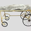 Antique Medical Stretcher With Metal Frame Wheels And Gray Cloth Cover