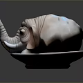 Ceramic Elephant Figurine With Detailed Ears Trunk And Ivory Decorative Sculpture