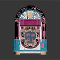 Vibrant Retro Jukebox With Colorful Cabinet Illuminated Display And Decorative Details