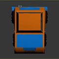 Orange And Blue Small Car With Transparent Windshield Blue Wheels And Headlights