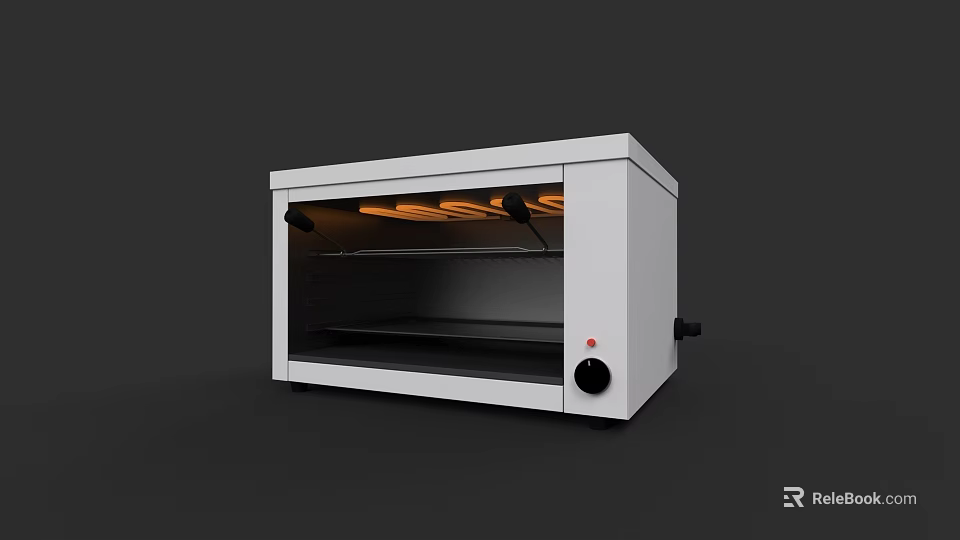 White Countertop Toaster Oven With Interior Heating Elements For Kitchen Use 3d model 