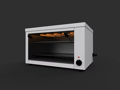White Countertop Toaster Oven With Interior Heating Elements For Kitchen Use 3d model