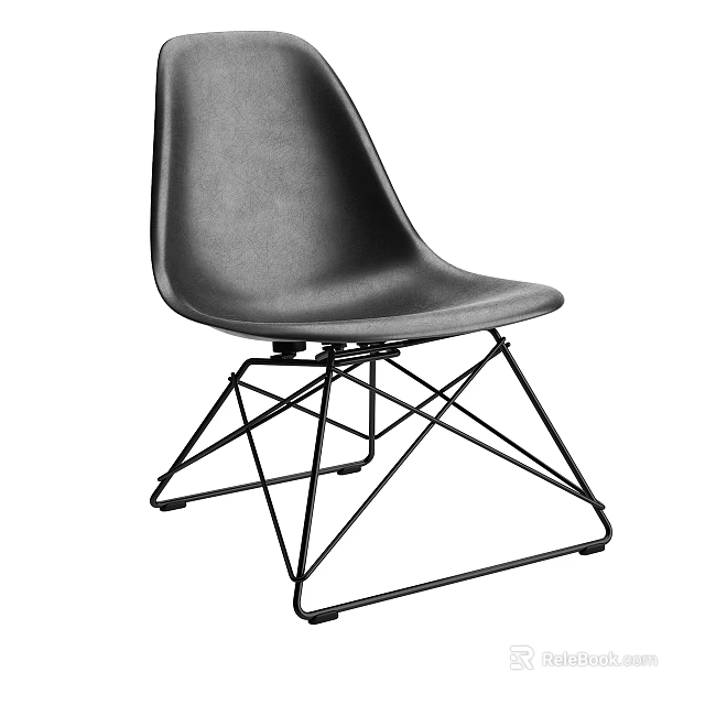 Modern Black Office Chair With Leather Seat And Metal Frame Design 3d model 