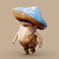 Walking Mushroom Creature With Blue Green Cap And Brown Body