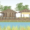 modern pavilion thatched pavilion country pavilion country structure country sketch wood frame pavilion landscape pavilion 3d model