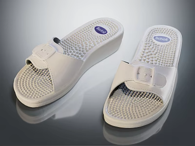 OOFOS White Slippers With Perforated Sole And Velcro Strap For Comfortable Casual Wear 3d model