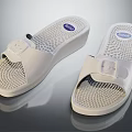OOFOS White Slippers With Perforated Sole And Velcro Strap For Comfortable Casual Wear