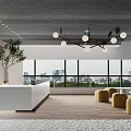 Modern Front Desk Front Desk Lobby Leisure Area 3d model