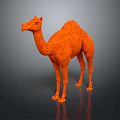 Orange Camel 3D Model With Textured Surface And Gray Background Reflection 3d model