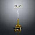 Yellow Mobile Work Light With Double Adjustable Heads And Wheel Stand