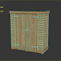 Practical Outdoor Wooden Slatted Storage Cabinet With Double Doors And Metal Hinges