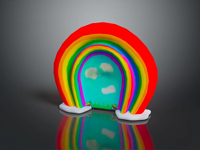 Colorful Rainbow Shaped Kids Clothing Accessory With Soft Cloud Decorations 3d model