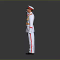 Person In White Military Uniform With Red Accents Saluting Wearing Hat