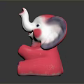 Cute Pink Elephant Toy Sitting With Purple Ears And Blue Paws