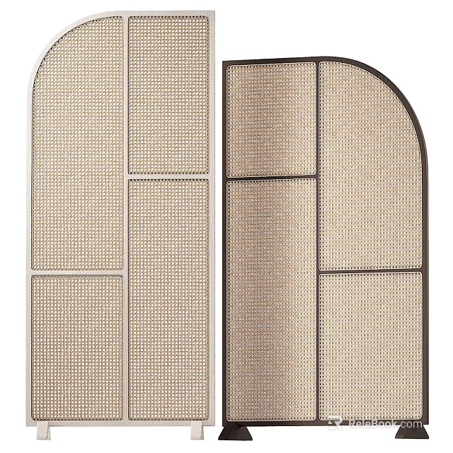 Woven Grid Panel Components With Neutral Tone And Brown Frames For Decorative Partition Use 3d model 