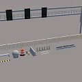 Road Infrastructure With Gantry Digital Displays Guardrails Traffic Cones And Speed Limit Sign