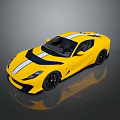 Yellow Sports Car With White Stripes And Sleek Aerodynamic Exterior Design