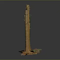 Natural Wood Tree Trunks with Stone Bases in Various Heights and Sizes for Decorative