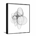 Abstract Black White Curved Line Artwork In Modern Framed Wall Decor