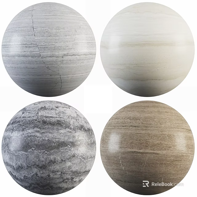 Decorative Spherical Components Featuring Various Natural Stone Textures And Color Patterns 3d model 